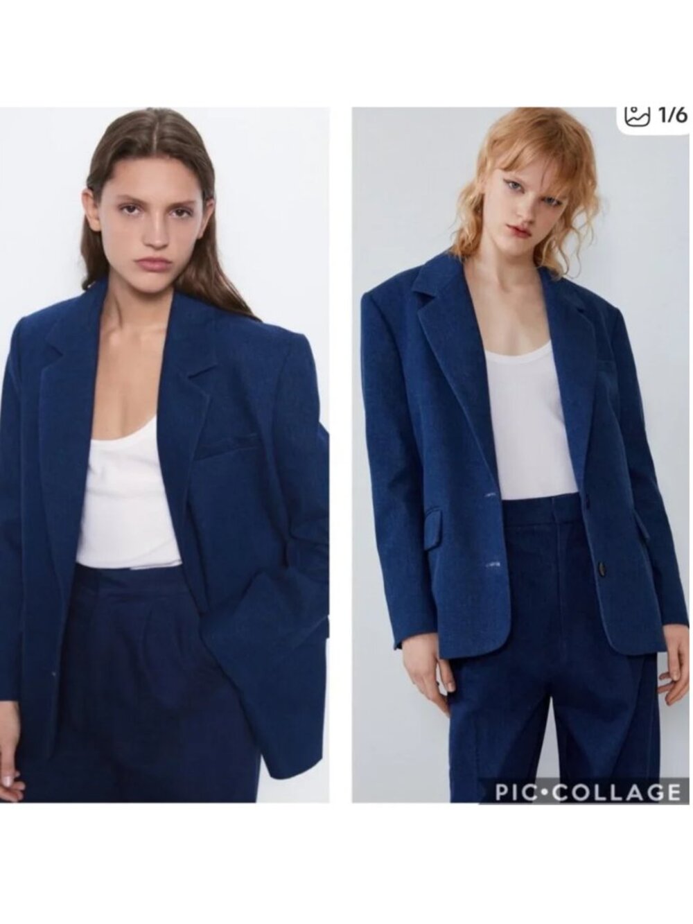 ZARA Dark Blue Denim Jean Blazer Cotton Jacket Size S